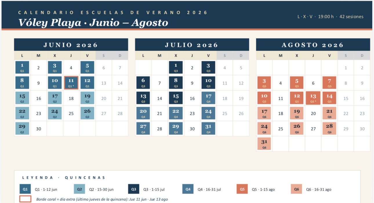 ESCUELAS VERANO 2026 Voley Playa Poniente