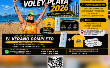 EL CLUB VOLEY PLAYA PONIENTE BENIDORM PRESENTA LA ESCUELA DE VERANO 2026, DEL 1 DE JUNIIO AL 31 DE AGOSTO